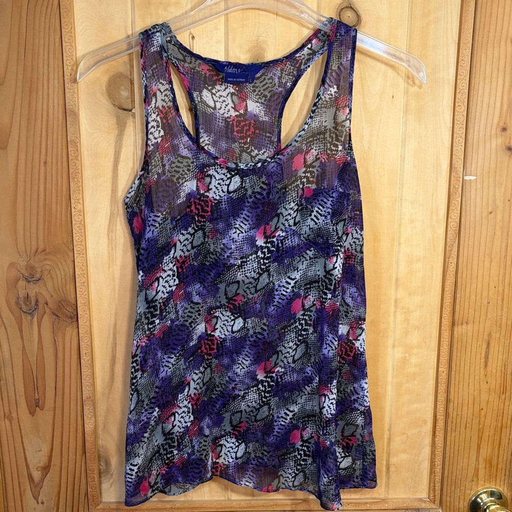 🪻5 for $15🪻Miley Cyrus & Max Azria Purple Multi Racerback Tank